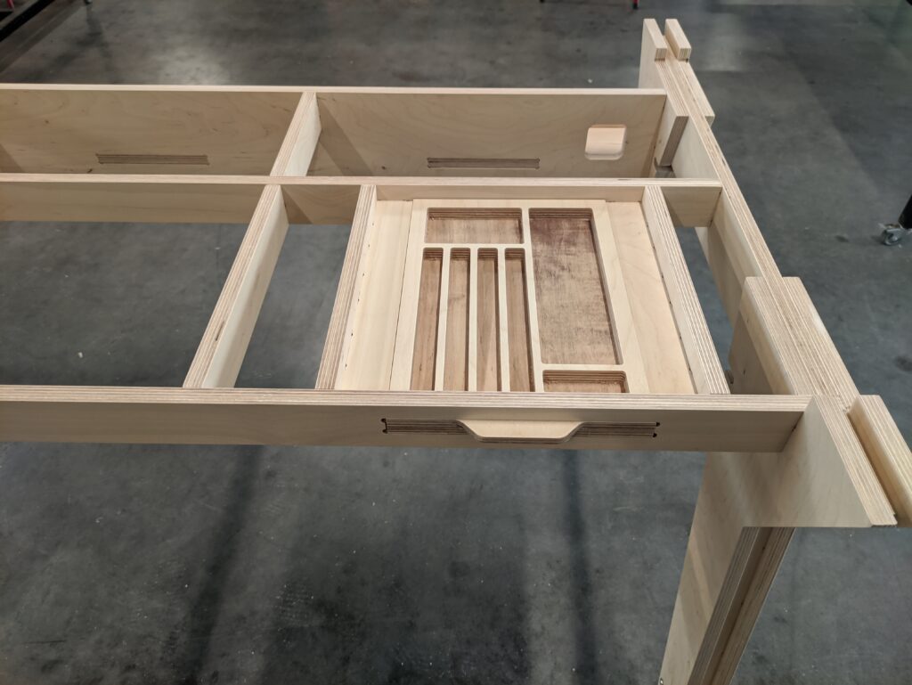 A photo of a desk made with birch plywood