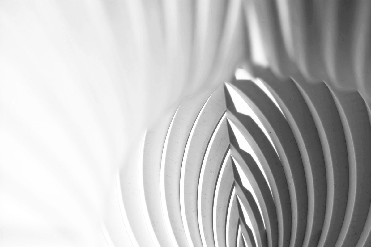 A photo of a 3d-printed vase in black and white